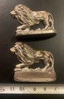 Vtg Cast Iron 3d Lion Bookends Pair Bronze Finish Art Deco Safari Jungle 1950s