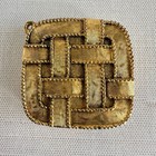 Vintage Avon Aviance Solid Perfume Compact Goldtone Basketweave Square Empty
