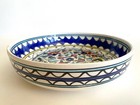 Vintage 1980 s Jerusalem Art Pottery Hand Painted Floral Ceramic Serving Bowl