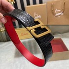 Nwt Louboutin Men Cl Logo Buckle Leather Belt 3 5cm Wide Formal Waist Strap