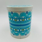 Ira Denmark Mod Flower Power Blue Tin Ethel Von Horn 5 5 Inch Tall Trinket Vtg