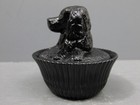 Nmgcs National Milk Glass Collectors Society Black Spaniel On Nest Covered Dish