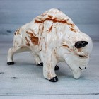 Vintage Ceramic Marble Glazed 6  Buffalo Figurine Hobbyist Decor