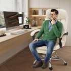 Heated Office Chair  Beige   Vibrating Massage  Ergonomic Executive Desk Chair 