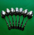Silverplate Wm Rogers   Son Is Victorian Rose Pattern style Set Of 7 Soup Spoons