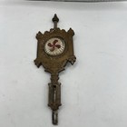 Antique Pressed Glass Pendulum Flower Design Brass Casing Shelf Clock Collector 