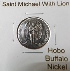 Hobo Saint Michael Angel With Lion Made From A Real Buffalo Nickel Signed