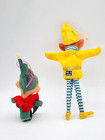 2 Vintage Christmas Knee Hugger   Poseable Pixie Elf Gnomes W rubber Face Japan