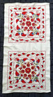 Uzbek Silk Floral Double Panel Embroidery - Silk On Cotton - 20  X 42 