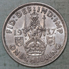Great Britain 1937 Silver Shilling    George Vi   Xf au  scottish Crest