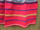 Vintage Granny Farmhouse Apron Red   Blue Plaid Zig Zag Trim Hand Made 21 5 x18 