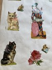 Victorian Scrap Album Page W  Cat  Clown   Santa Scraps  Dual-sided