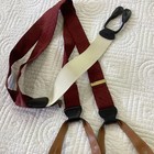 Trafalgar Mens Red    Cream  Elastic Suspenders With Leather Accents Adjustable
