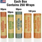 36 Rolls Preformed Assorted Coin Wrappers Tubes Pennies  Nickels  Quarters