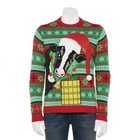 Ugly Christmas Sweater Cow W  Cowbell Bell Santa Hat Present Men   s Size M New