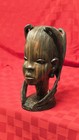 Vintage African Ebony Wood Female Bust Long Braids Hand Carved Sculpture 11 