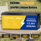 300ah 12v Lifepo4 Lithium Battery 3840wh Built-in Bms Deep Cycle Marine Rv Solar