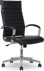 High-back Swivel Office Chair With Lumbar Support  Ergonomic Ribbed Faux