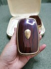 Vintage Mens Grooming Set Faux Wood Hair Brush Comb Vanity Case Travel Kit
