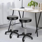 Rolling Stool Round Pu Leather Salon Stool Chair Height Adjustable With Wheels 