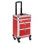 Rolling Makeup Train Case With 4 360-degree Casters   2 Sliding Deep Drawers