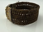 Gold Vermeil Victorian Mourning Woven Hair Bracelet Braided Locket 6    Engraved