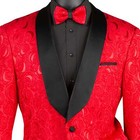 Vinci Men s Red Floral Jacquard Shawl Collar Tuxedo Jacket W  Bow Tie - New
