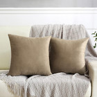Light Brown Decorative Throw Pillow Covers Velvet Super Soft Thick Solid Square 