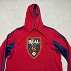 Adidas Real Salt Lake Sc Hoodie Mens Medium Red Fleece Soccer Sweatshirt