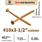  10x3-1 2  400pcs Wood Screws T25 Torx Drive Self Tapping For Furniture Diy Set