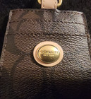 Coach Signature New York Leather Brown Black Lanyard Id  card Holder