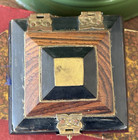 Antique Victorian Horn Brass Inlaid Casket Style Trinket Jewelry Box Velvet