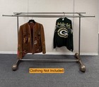 Vtg 72  Antique Art Deco Double T-bar Garment Clothing Store Rack W  Wheel Base