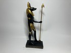 Used Anubis Statue Ancient Egyptian God 8    Figure  Leaning W light Wear