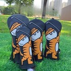 New Black Tiger Wooden Pole Cap Cover Driver Wood Hybrid Putter Golf Club Cover