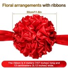 Ribbon Cutting Ceremony Kit  Flower Ball With Red Ribbon  2 Pack Gold Scissor   