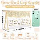 2 Pcs Boho Straw Clear Makeup Letter Bag Beach Pouch  Sunscreen Bags For Beach T