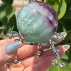 Silver Sphere Display Stand Crystal Ball Holder Scrollwork Pedestal
