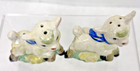 Vintage Easter Spring Lambs W Blue Bows Daffodils Salt Pepper Shakers