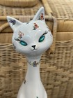 Mid Century Italian Ceramic Cat Figurine Marked N  Butnam 64 13 5 Inches Tall