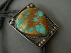 John Hartman Southwestern Green-blue Royston Turquoise Sterling Silver Bolo Tie