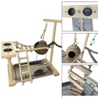 Parrot Playground Bird Play Stand Natural Wood Parrot Perch Gym With Feeder C   