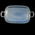 Vintage 21  X 12  Butler   s Serving Tray Oneida Silver Plate Handles 3 Lbs Ornate