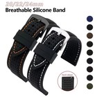 Universal Silicone Watch Band Strap Rubber Waterproof Men s Black 19-24mm Hoop