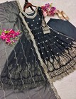 Beautiful Party Wear Black Faux Georgette Salwar Kameez With Dupatta For Women