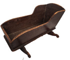Antique Primitive Wooden Doll Cradle Rocking Crib Farmhouse Decor As Is