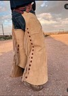 Handmade Western Suede Leather Chaps - Rodeo Cowboy Horse Riding Fringed Pants