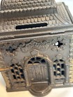 Cast Iron Coin Bank Building Vintage 