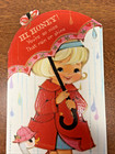 Vintage Happy Birthday Greeting Card Hallmark 1970 s Girl W umbrella   Goose