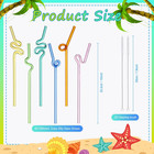 6 Pcs Wavy Glass Straws Reusable Curved Straw Shatter Resistant With 2 Cleaning
